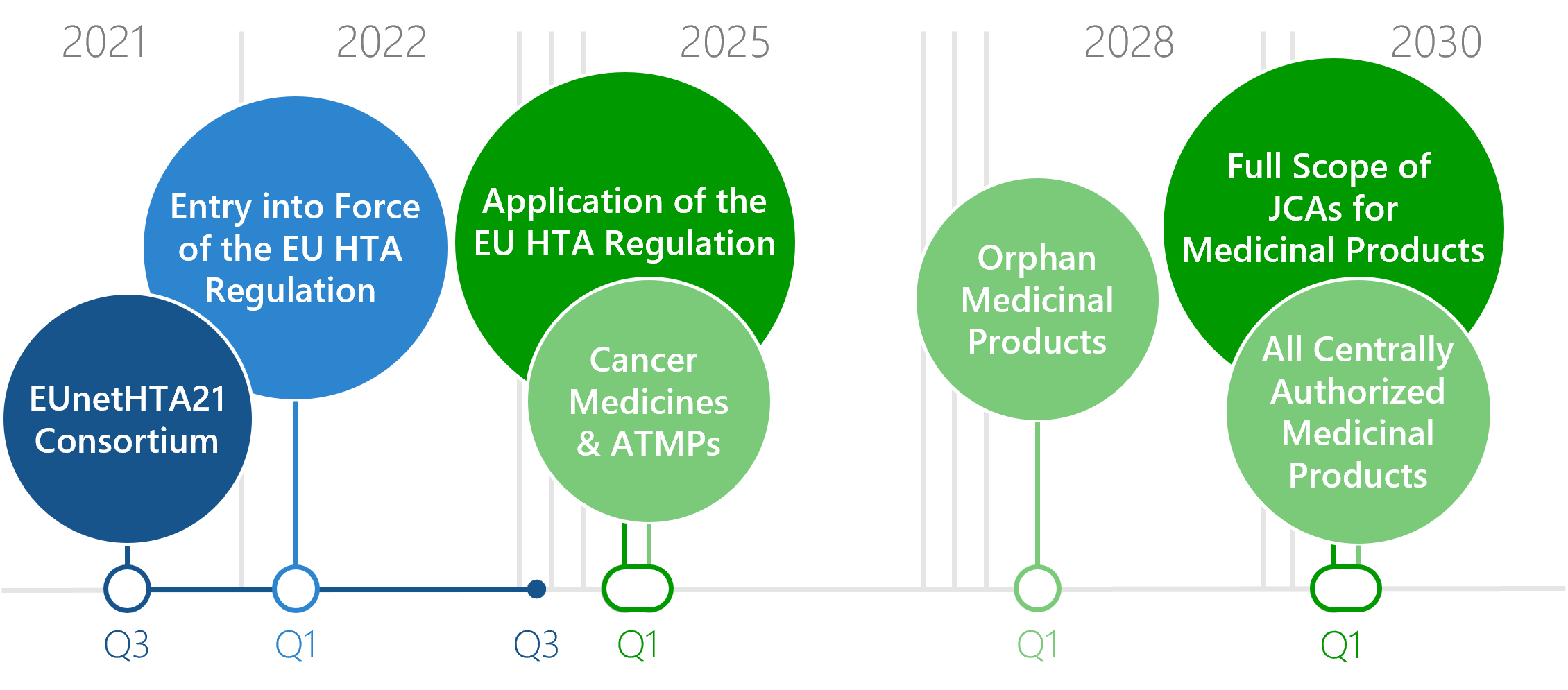 Graphical representation of the timelines of the entry into force of the EU HTA. 